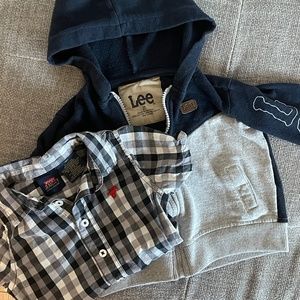 Wrangler Infant Boys Black Plaid Bodysuit 18 Months &‎ Lee Sweatshirt